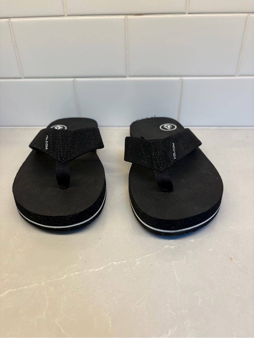Volcom Kids Black Fabric Strap Flip Flops